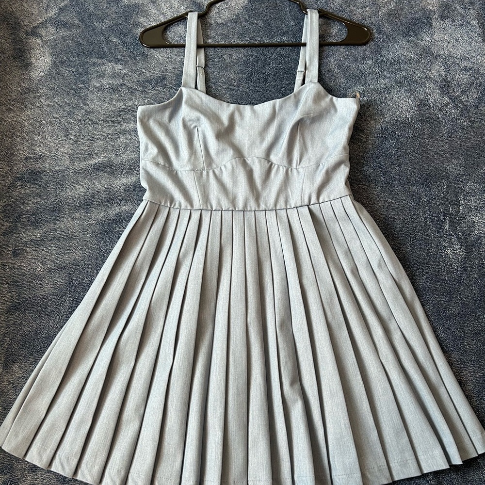 Trixxi Light Gray Pleated Kids Dress